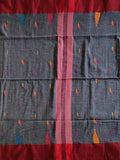 Pradip Fabrics Woven Soft Pur Cotton  Handloom Grey & Red Color Saree