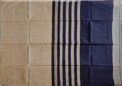 Pradip Fabrics Woven Soft Pure Cotton Handloom Blue & Cream Color Saree