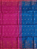 Pradip Fabrics Woven Deep pink & Sky Blue color Pure Soft Handloom Saree