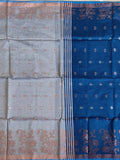 Pradip Fabrics Woven light Grey & Sky Blue color Pure Soft Handloom Saree