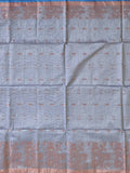 Pradip Fabrics Woven light Grey & Sky Blue color Pure Soft Handloom Saree