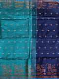 Pradip Fabrics Woven Sea green & Blue color Pure Soft Handloom Saree
