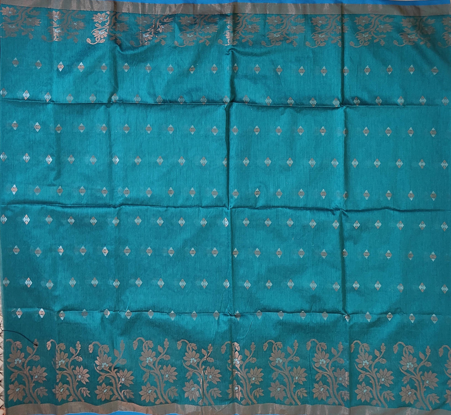 Pradip Fabrics Woven Sea green & Blue color Pure Soft Handloom Saree