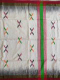 Pradip Fabrics Woven White , Red  & Black color Pure Soft Tissue Handloom Saree