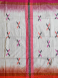 Pradip Fabrics Woven White , pink & Orange color Pure Soft Tissue Handloom Saree