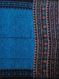 Pradip Fabrics Woven Sky blue and Black  Color Pure  Soft Viscous Print  Handloom Saree