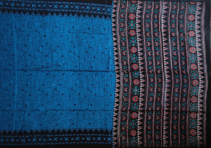 Pradip Fabrics Woven Sky blue and Black  Color Pure  Soft Viscous khadi Print  Handloom Saree