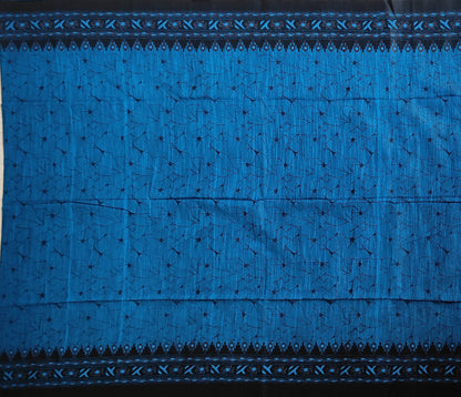 Pradip Fabrics Woven Sky blue and Black  Color Pure  Soft Viscous khadi Print  Handloom Saree