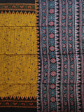 Pradip Fabrics Woven Yellow  and Black  Color Pure  Soft Viscous Print  Handloom Saree