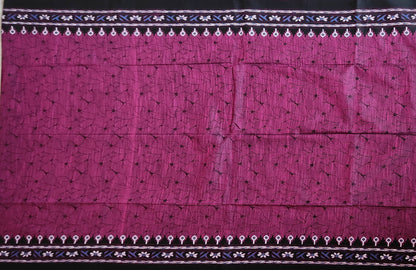 Pradip Fabrics Woven Purple and Black  Color Pure  Soft Viscous khadi Print  Handloom Saree