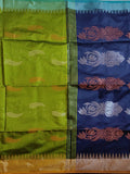 Pradip Fabrics Woven Green & Blue color Pure Cotton Soft Handloom Saree