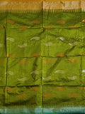Pradip Fabrics Woven Green & Blue color Pure Cotton Soft Handloom Saree