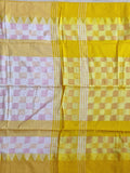 Pradip Fabrics Woven  yellow and White  Color Pure  Soft  Print  Saree