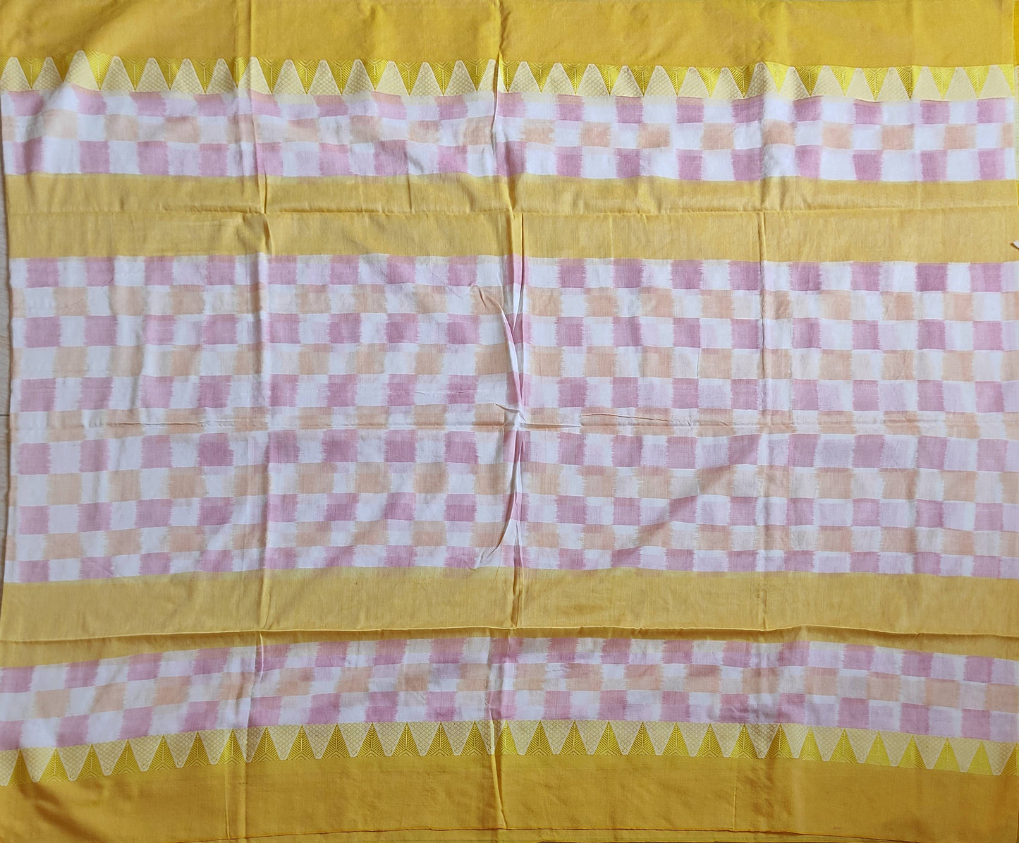 Pradip Fabrics Woven  yellow and White  Color Pure  Soft  Ekkat khadi Print  Saree