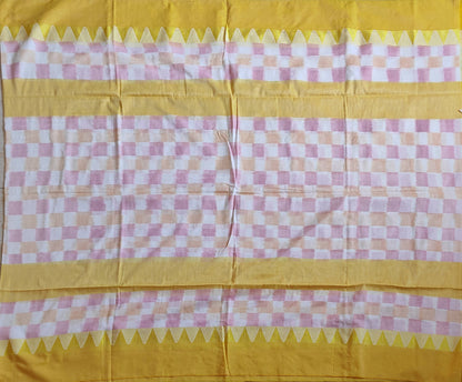 Pradip Fabrics Woven  yellow and White  Color Pure  Soft  Ekkat khadi Print  Saree