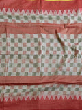 Pradip Fabrics Woven  Red and Cream Color Pure  Soft Print  Saree