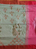 Pradip Fabrics Woven  Red and Olive Green Color Pure  Soft Print  Saree