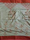 Pradip Fabrics Woven  Red and Olive Green Color Pure  Soft Print  Saree