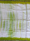 Pradip Fabrics Woven  Green and white Color  Pure viscous Soft Print Handloom Saree