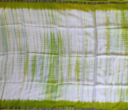 Pradip Fabrics Woven  Green and white Color  Pure viscous Soft  khadi Print Handloom Saree