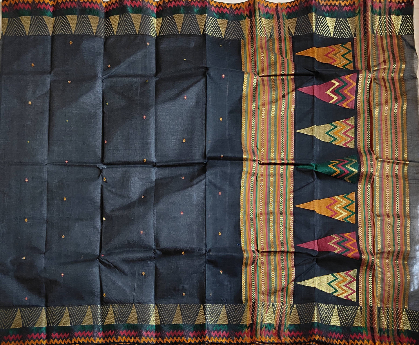 Pradip Fabrics Woven Black Color Pure Tant cotton  Saree