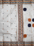Pradip Fabrics Woven White Color Pure Tant cotton  Saree