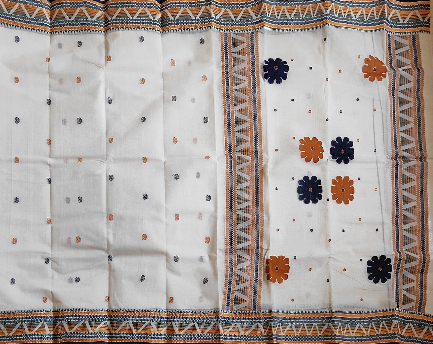 Pradip Fabrics Woven White Color Pure Tant cotton  Saree
