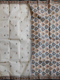 Pradip Fabrics Woven White  Color Pure Tant cotton  Saree