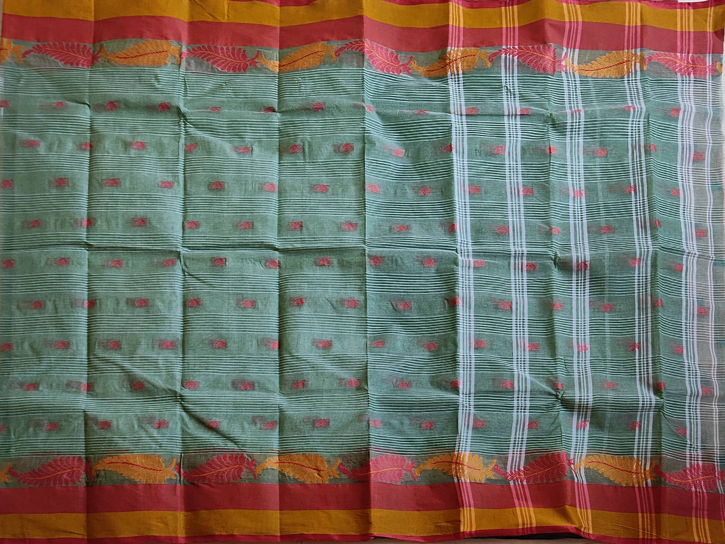 Pradip Fabrics Woven Light Green color  Pure Tant cotton  Saree