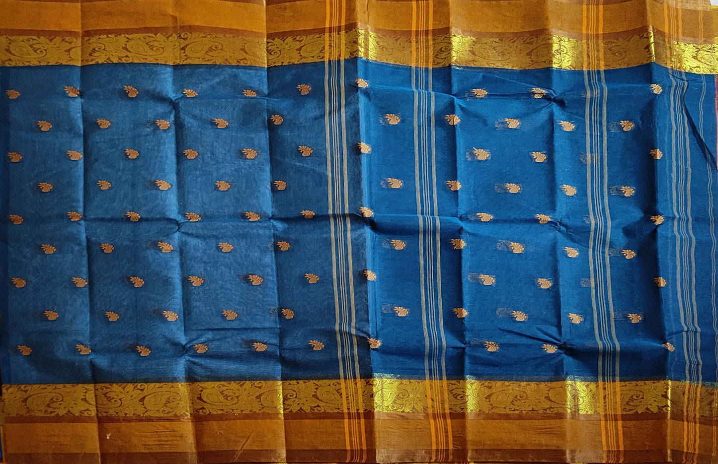 Pradip Fabrics Woven Blue color  Pure Tant cotton  Saree