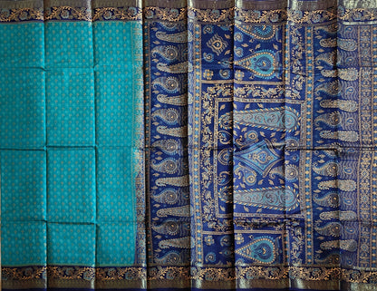 Pradip Fabrics Woven Sea green and Blue color  Pure Silk Saree