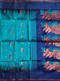 Pradip Fabrics Woven Deep sea green and Blue color Soft Handloom Saree