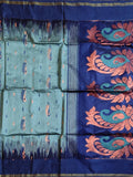 Pradip Fabrics Woven Grey and Blue color Soft Handloom Saree
