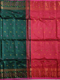 Pradip Fabrics Woven Deep Green and Red color  Soft Handloom Saree