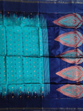 Pradip Fabrics Woven Sea green  and Blue color Soft Handloom Saree