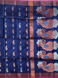 Pradip Fabrics Woven  Dark blue color Soft Handloom Saree