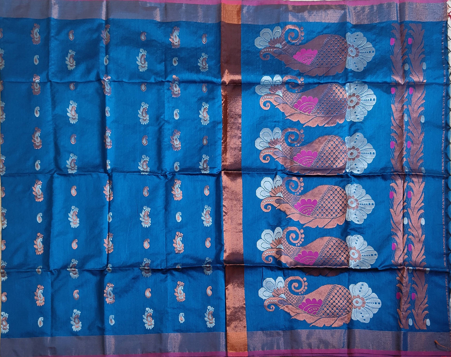 Pradip Fabrics Woven Sky blue color Soft Handloom Saree