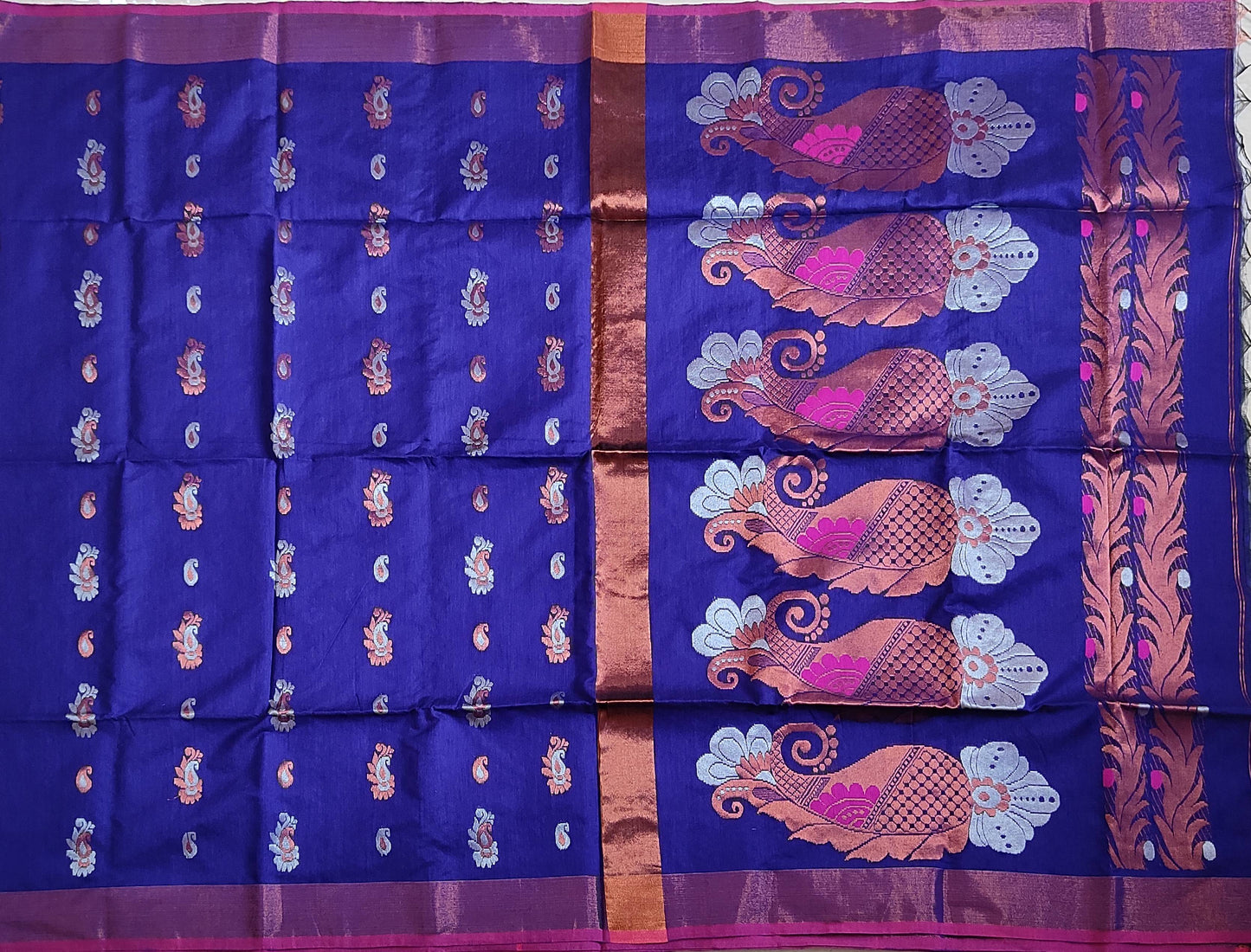 Pradip Fabrics Woven Blue color Soft Handloom Saree