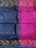 Pradip Fabrics Woven Grey and Pink Color Soft Handloom Saree