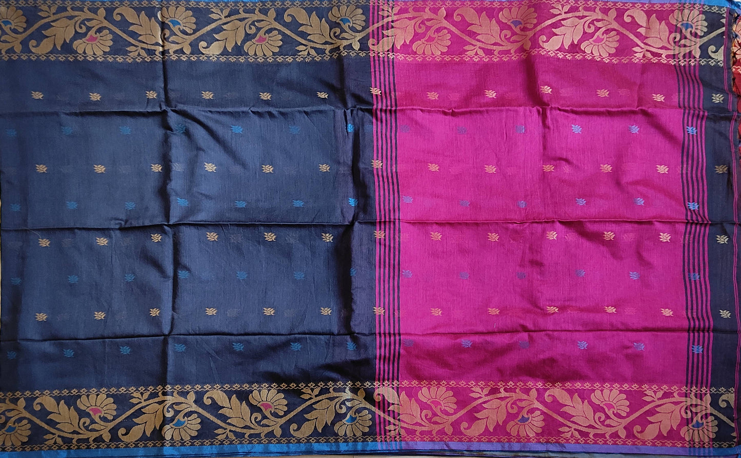 Pradip Fabrics Woven Grey and Pink Color Soft Handloom Saree