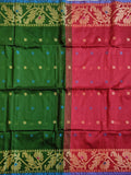 Pradip Fabrics Woven Dark Green and Red Color Soft Handloom Saree