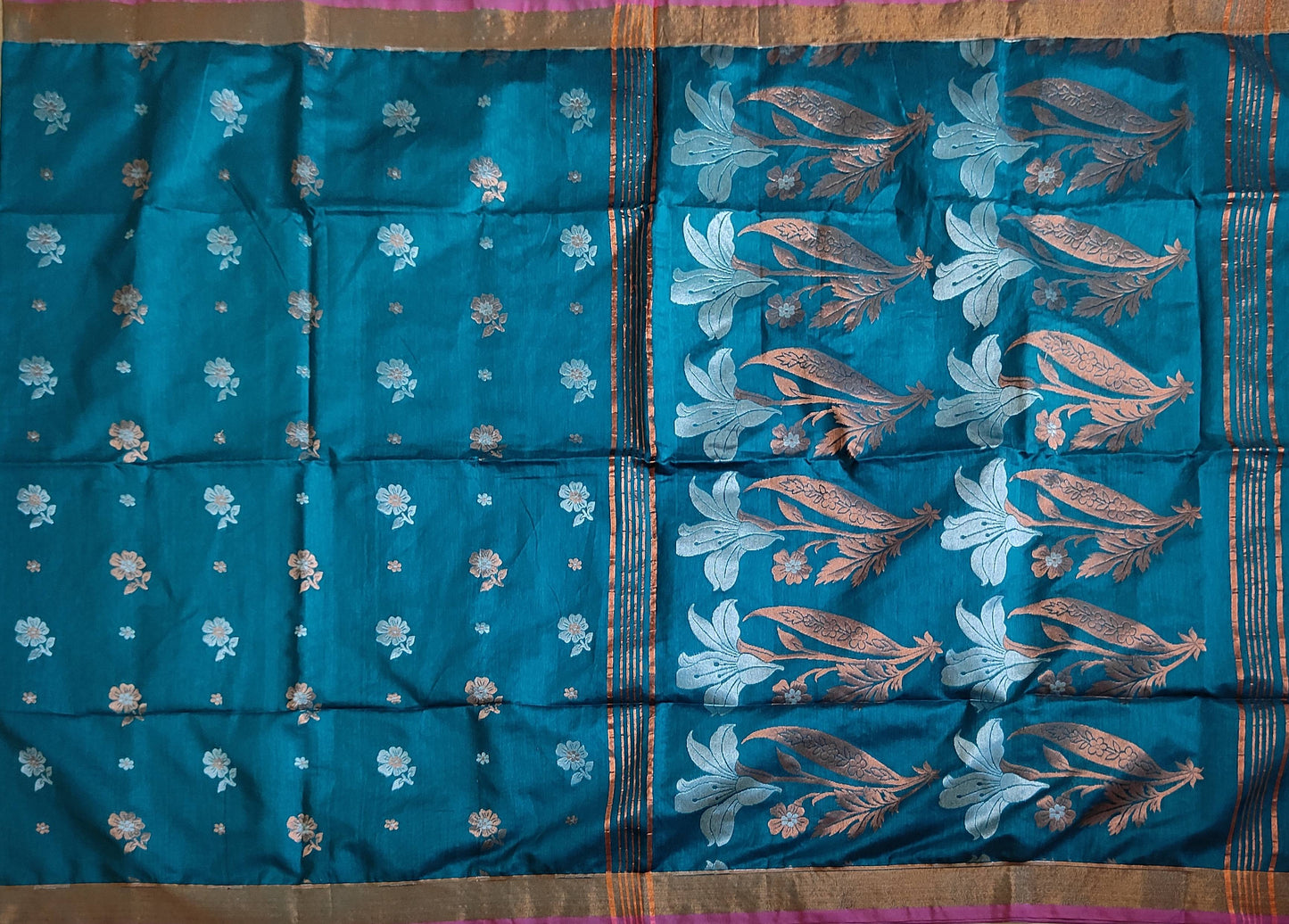 Pradip Fabrics Woven Sea Green Color Soft Handloom Saree