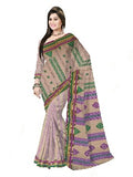 Pradip Fabrics Woven Tant Pure Cotton Saree (green &  purple )