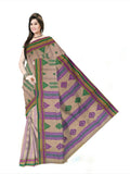 Pradip Fabrics Woven Tant Pure Cotton Saree (green &  purple )