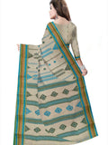 Pradip Fabrics Woven Tant Pure Cotton Saree (cream & green )