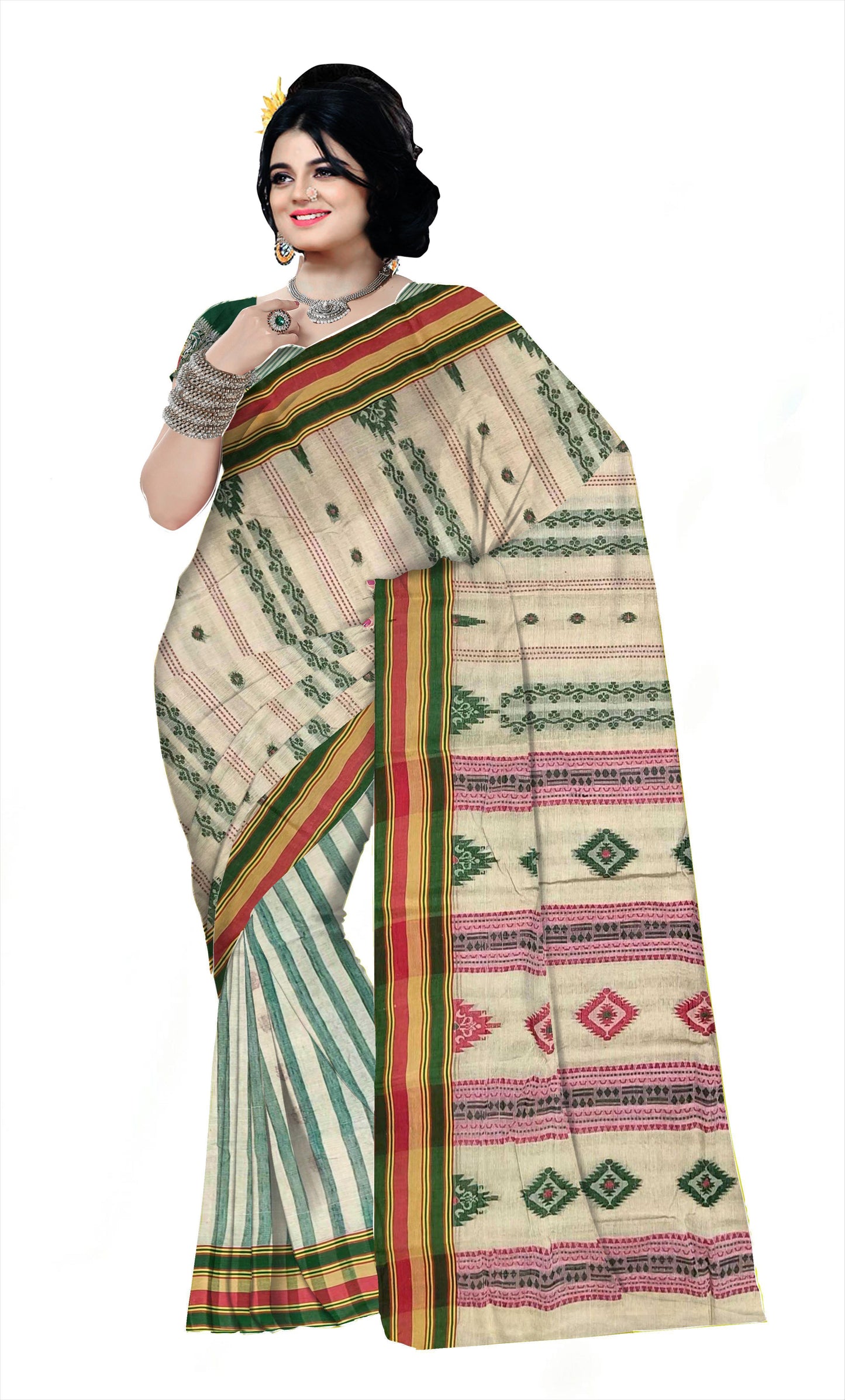 Pradip Fabrics Woven Tant Pure Cotton Saree (multicolor)
