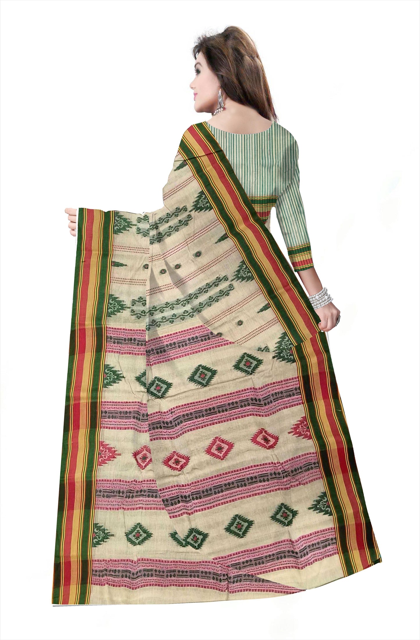Pradip Fabrics Woven Tant Pure Cotton Saree (multicolor)