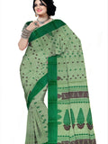 Pradip Fabrics Woven Tant Pure Cotton Saree ( deep green )