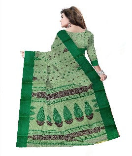 Pradip Fabrics Woven Tant Pure Cotton Saree ( deep green )