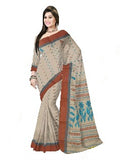 Woven Tant Pure Cotton Saree  (Cream & Brown)